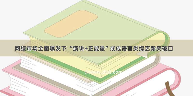 网综市场全面爆发下 “演讲+正能量”或成语言类综艺新突破口