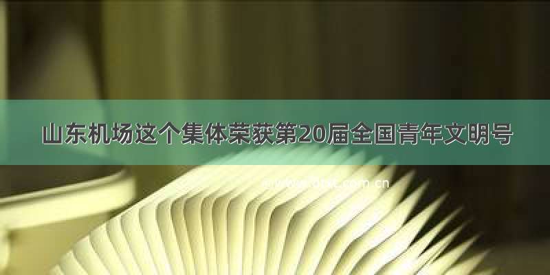 山东机场这个集体荣获第20届全国青年文明号