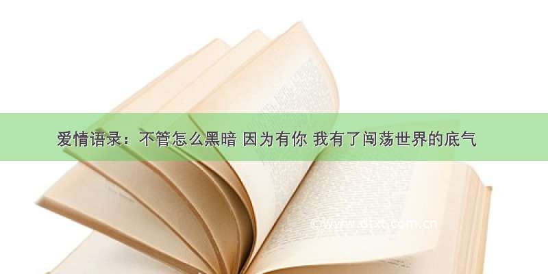 爱情语录：不管怎么黑暗 因为有你 我有了闯荡世界的底气