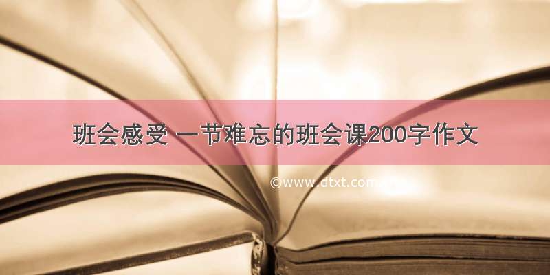 班会感受 一节难忘的班会课200字作文