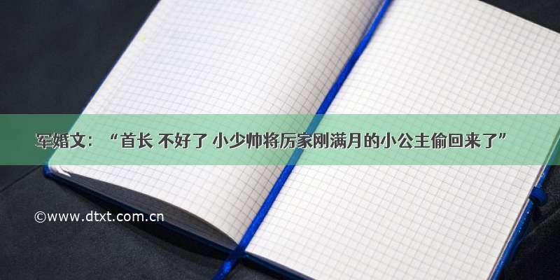 军婚文：“首长 不好了 小少帅将厉家刚满月的小公主偷回来了”