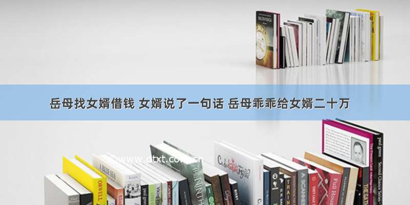 岳母找女婿借钱 女婿说了一句话 岳母乖乖给女婿二十万