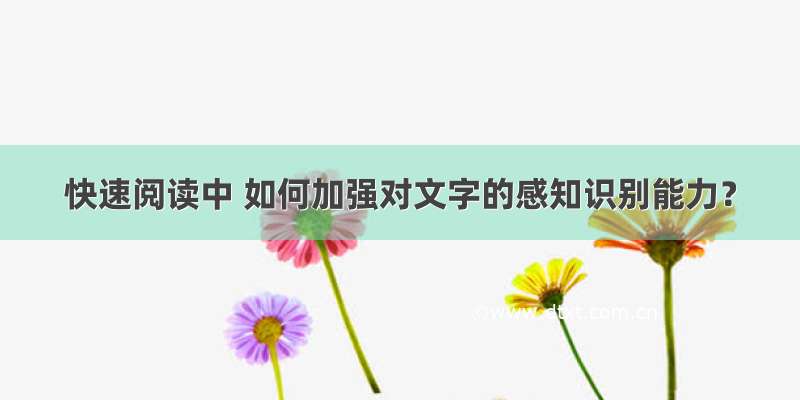 快速阅读中 如何加强对文字的感知识别能力？