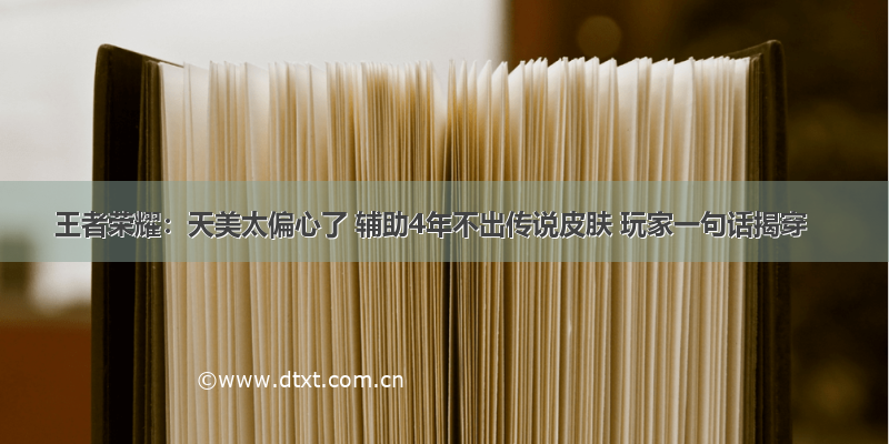 王者荣耀：天美太偏心了 辅助4年不出传说皮肤 玩家一句话揭穿