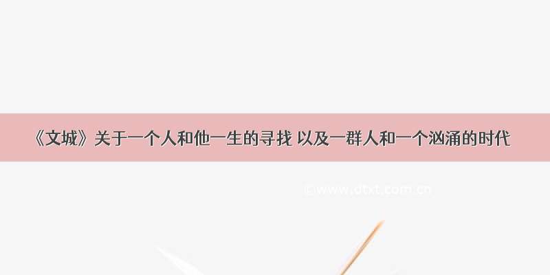 《文城》关于一个人和他一生的寻找 以及一群人和一个汹涌的时代