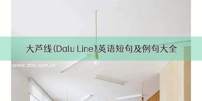 大芦线(Dalu Line)英语短句及例句大全