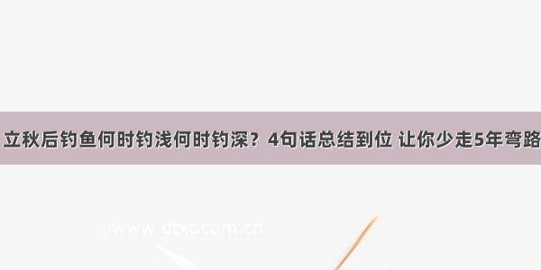 立秋后钓鱼何时钓浅何时钓深？4句话总结到位 让你少走5年弯路