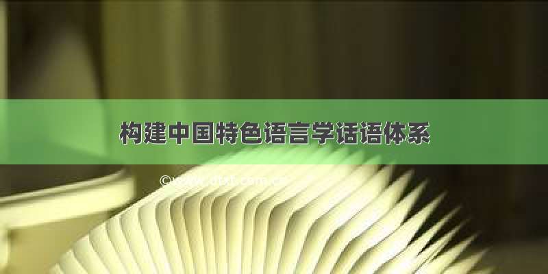 构建中国特色语言学话语体系