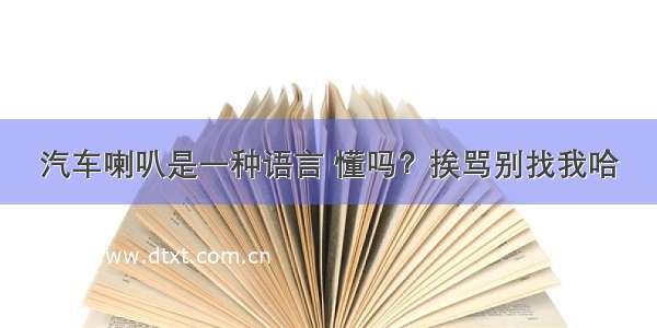 汽车喇叭是一种语言 懂吗？挨骂别找我哈