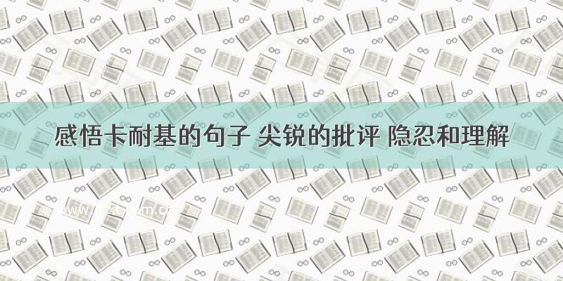 感悟卡耐基的句子 尖锐的批评 隐忍和理解