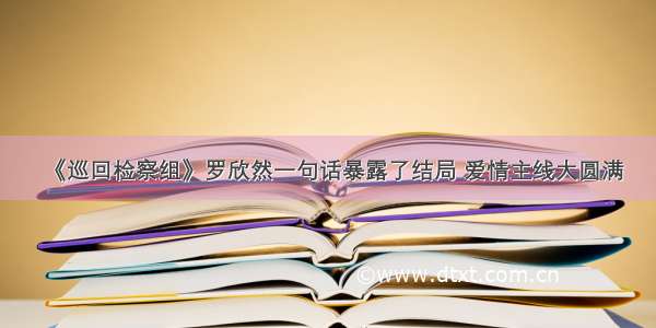 《巡回检察组》罗欣然一句话暴露了结局 爱情主线大圆满