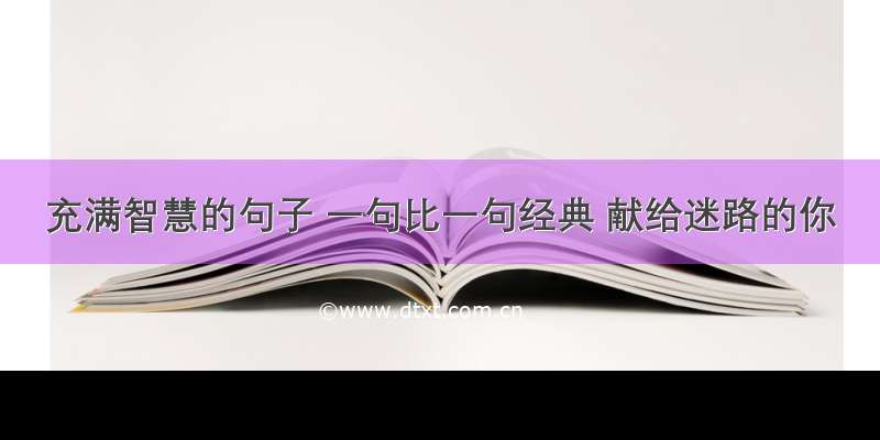 充满智慧的句子 一句比一句经典 献给迷路的你