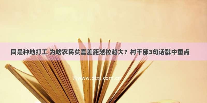 同是种地打工 为啥农民贫富差距越拉越大？村干部3句话戳中重点