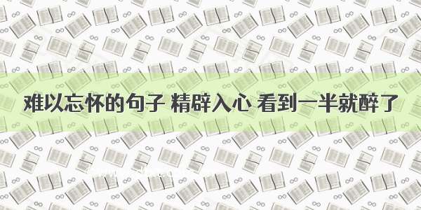 难以忘怀的句子 精辟入心 看到一半就醉了