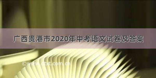 广西贵港市2020年中考语文试卷及答案