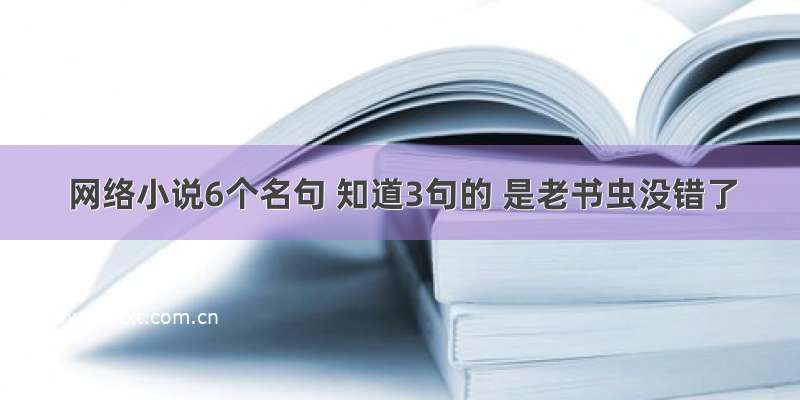 网络小说6个名句 知道3句的 是老书虫没错了