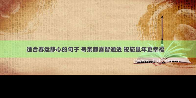 适合春运静心的句子 每条都睿智通透 祝您鼠年更幸福