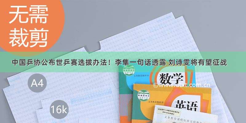 中国乒协公布世乒赛选拔办法！李隼一句话透露 刘诗雯将有望征战