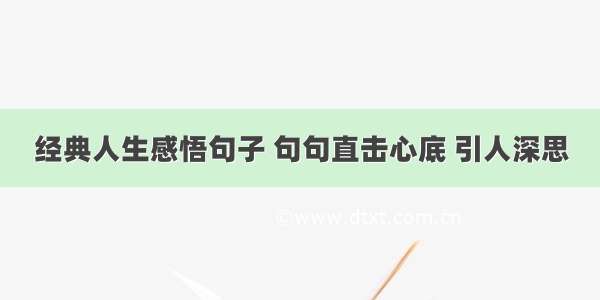 经典人生感悟句子 句句直击心底 引人深思