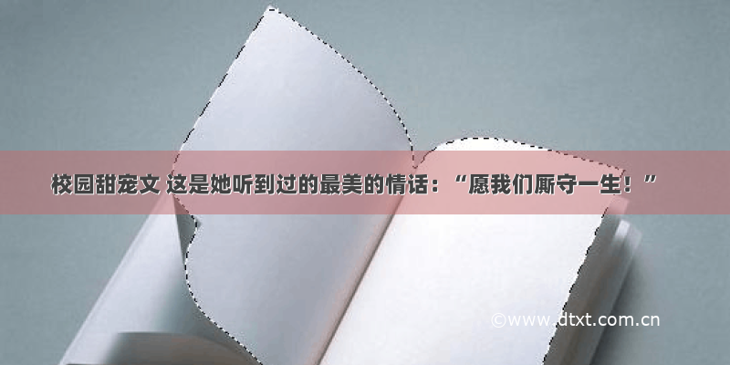 校园甜宠文 这是她听到过的最美的情话：“愿我们厮守一生！”