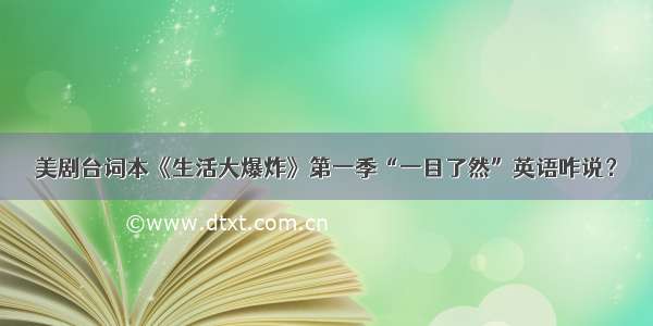 美剧台词本《生活大爆炸》第一季“一目了然”英语咋说？