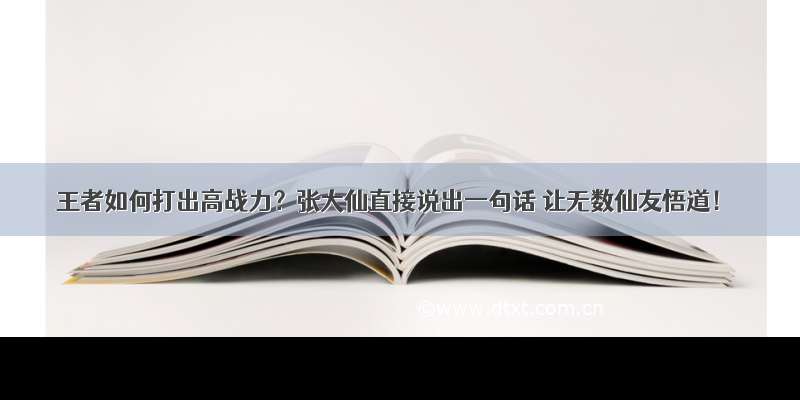 王者如何打出高战力？张大仙直接说出一句话 让无数仙友悟道！