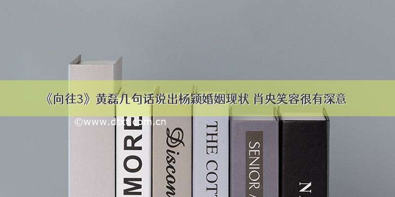 《向往3》黄磊几句话说出杨颖婚姻现状 肖央笑容很有深意