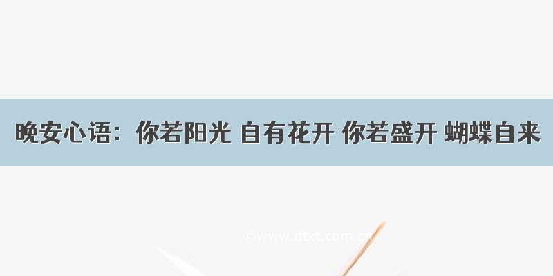 晚安心语：你若阳光 自有花开 你若盛开 蝴蝶自来