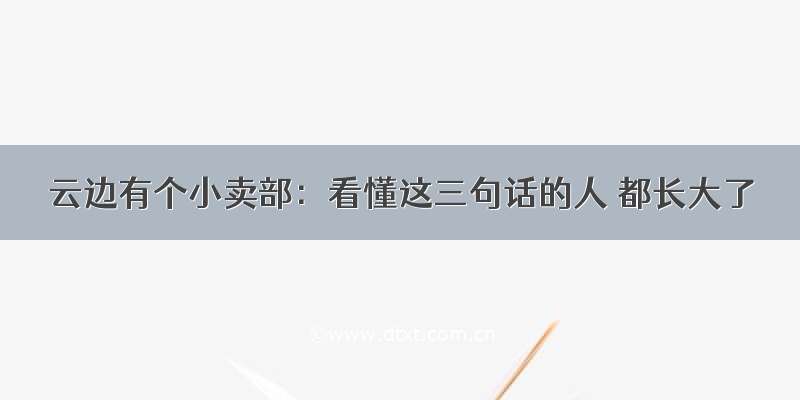 云边有个小卖部：看懂这三句话的人 都长大了