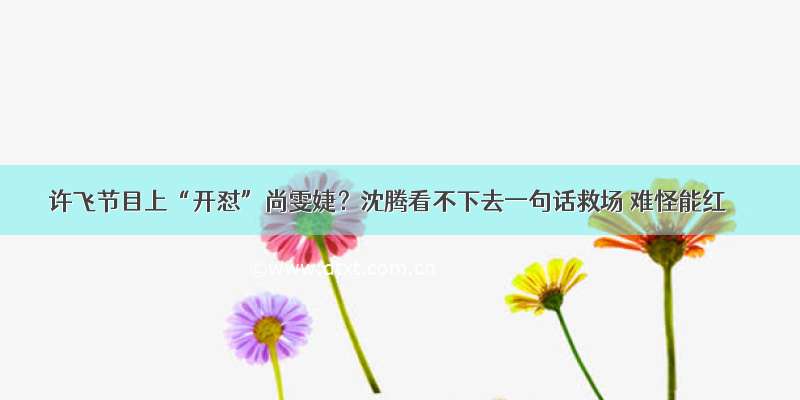 许飞节目上“开怼”尚雯婕？沈腾看不下去一句话救场 难怪能红