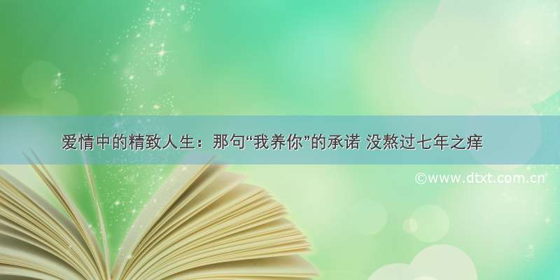 爱情中的精致人生：那句“我养你”的承诺 没熬过七年之痒