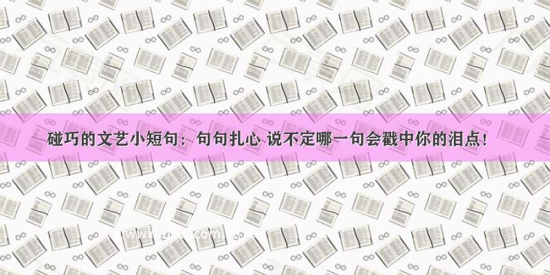 碰巧的文艺小短句：句句扎心 说不定哪一句会戳中你的泪点！