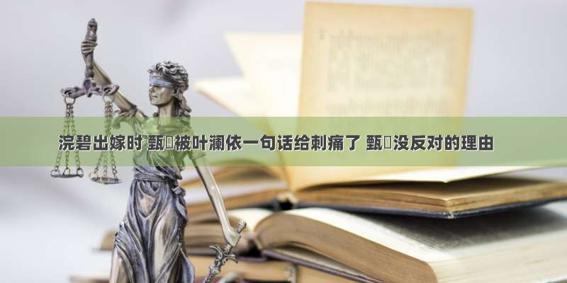 浣碧出嫁时 甄嬛被叶澜依一句话给刺痛了 甄嬛没反对的理由