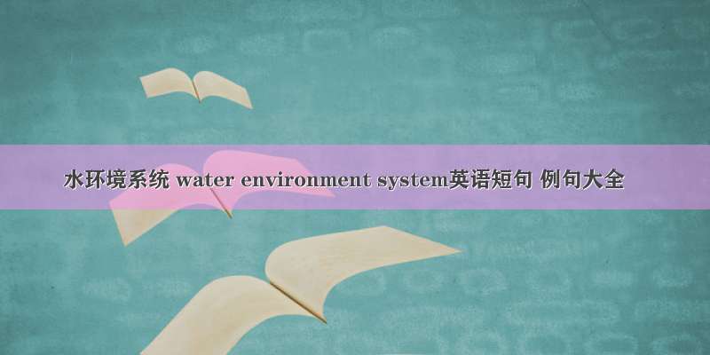 水环境系统 water environment system英语短句 例句大全