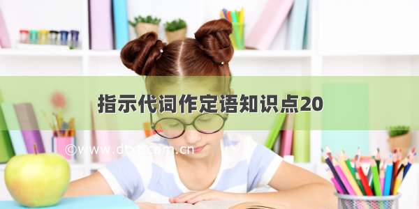 指示代词作定语知识点20