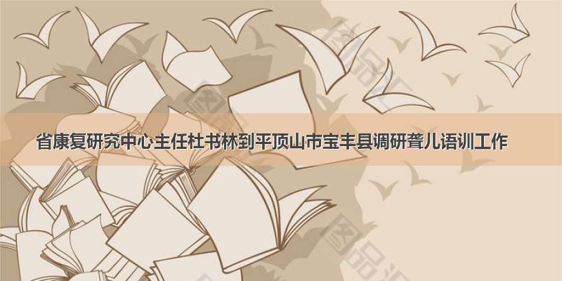 省康复研究中心主任杜书林到平顶山市宝丰县调研聋儿语训工作