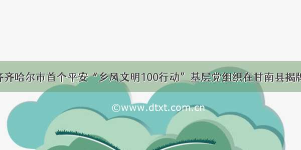 齐齐哈尔市首个平安“乡风文明100行动”基层党组织在甘南县揭牌