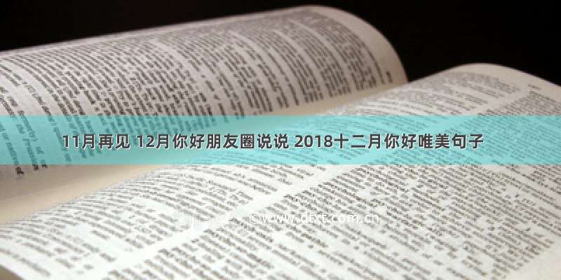 11月再见 12月你好朋友圈说说 2018十二月你好唯美句子