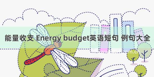 能量收支 Energy budget英语短句 例句大全