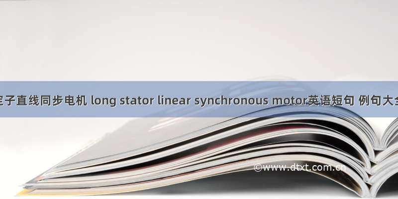 长定子直线同步电机 long stator linear synchronous motor英语短句 例句大全