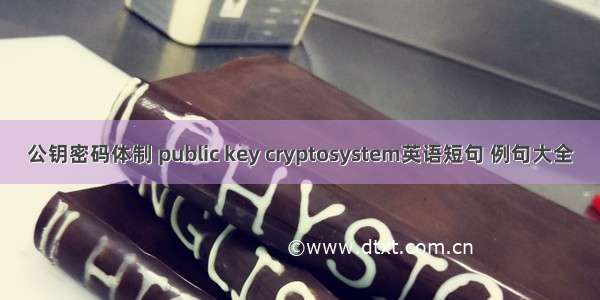 公钥密码体制 public key cryptosystem英语短句 例句大全