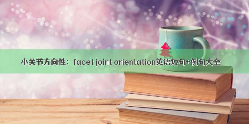 小关节方向性：facet joint orientation英语短句+例句大全