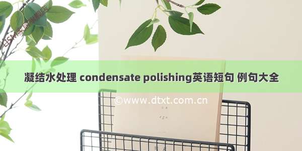 凝结水处理 condensate polishing英语短句 例句大全