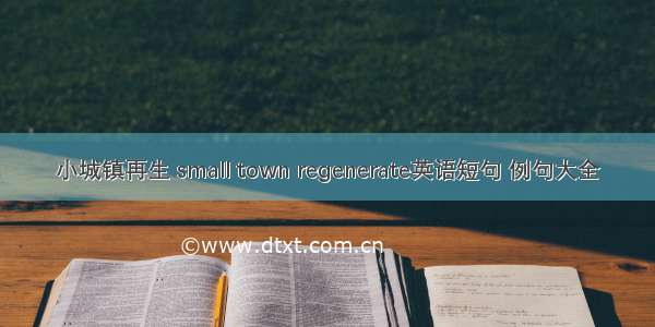 小城镇再生 small town regenerate英语短句 例句大全