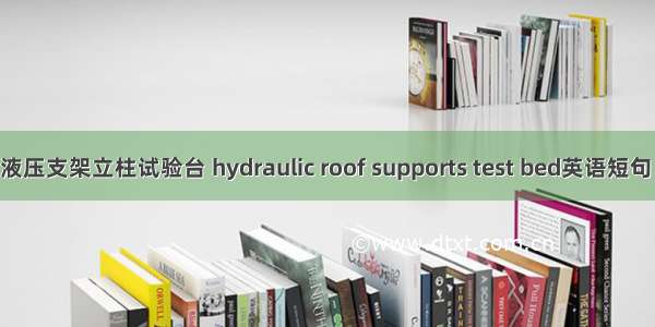 [2024年]液压支架立柱试验台 hydraulic roof supports test bed英语短句 例句大全