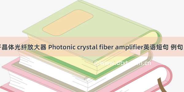 光子晶体光纤放大器 Photonic crystal fiber amplifier英语短句 例句大全