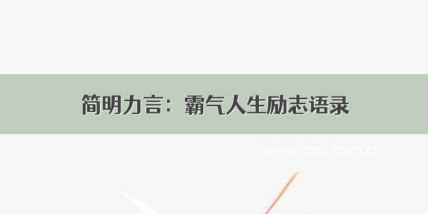 简明力言：霸气人生励志语录