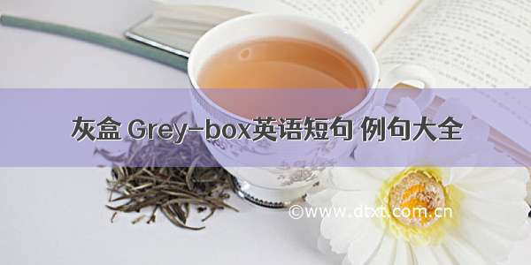 灰盒 Grey-box英语短句 例句大全